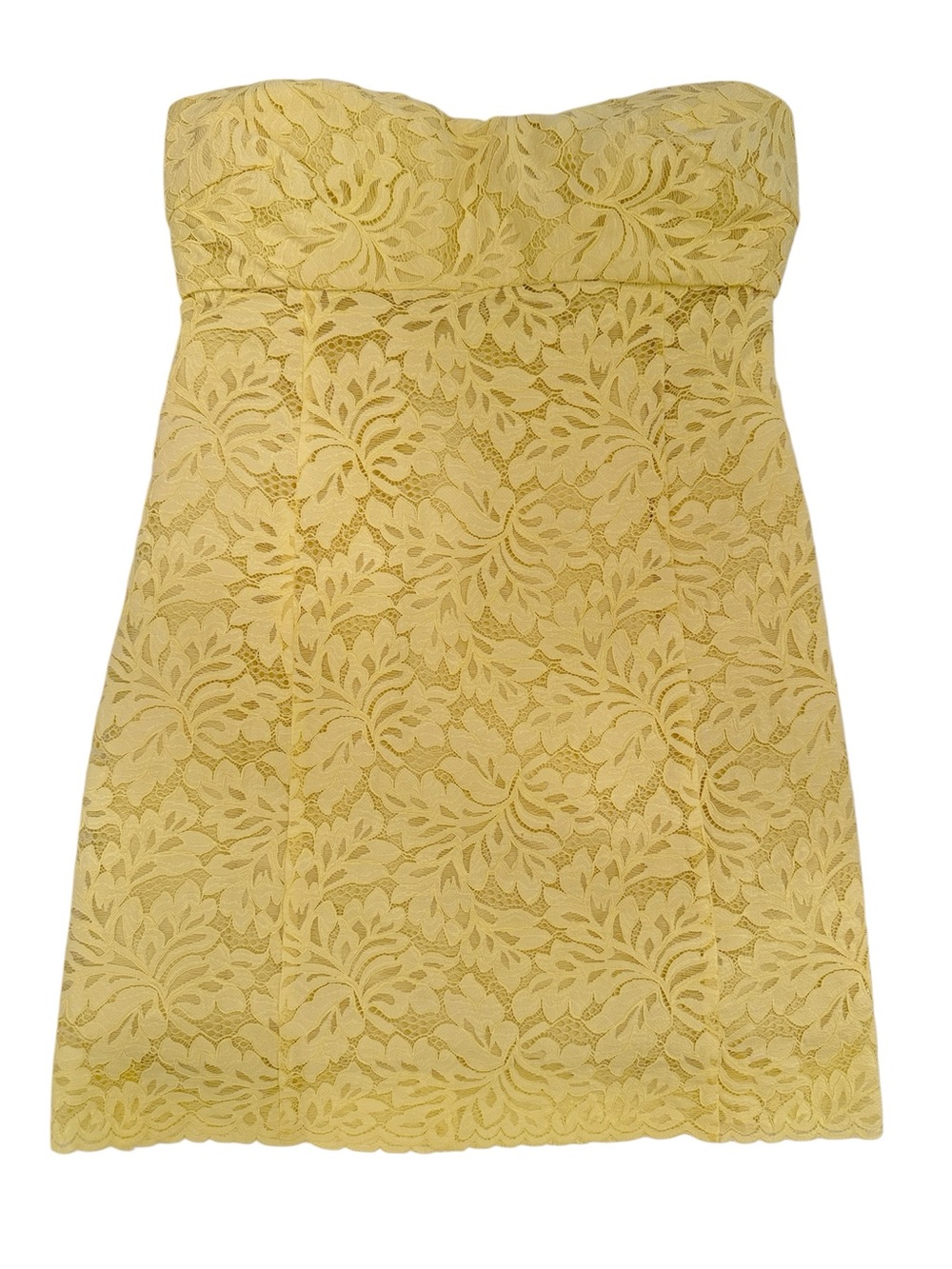 MNG Mango Yellow Lace Strapless Mini Dress NWT Size Medium